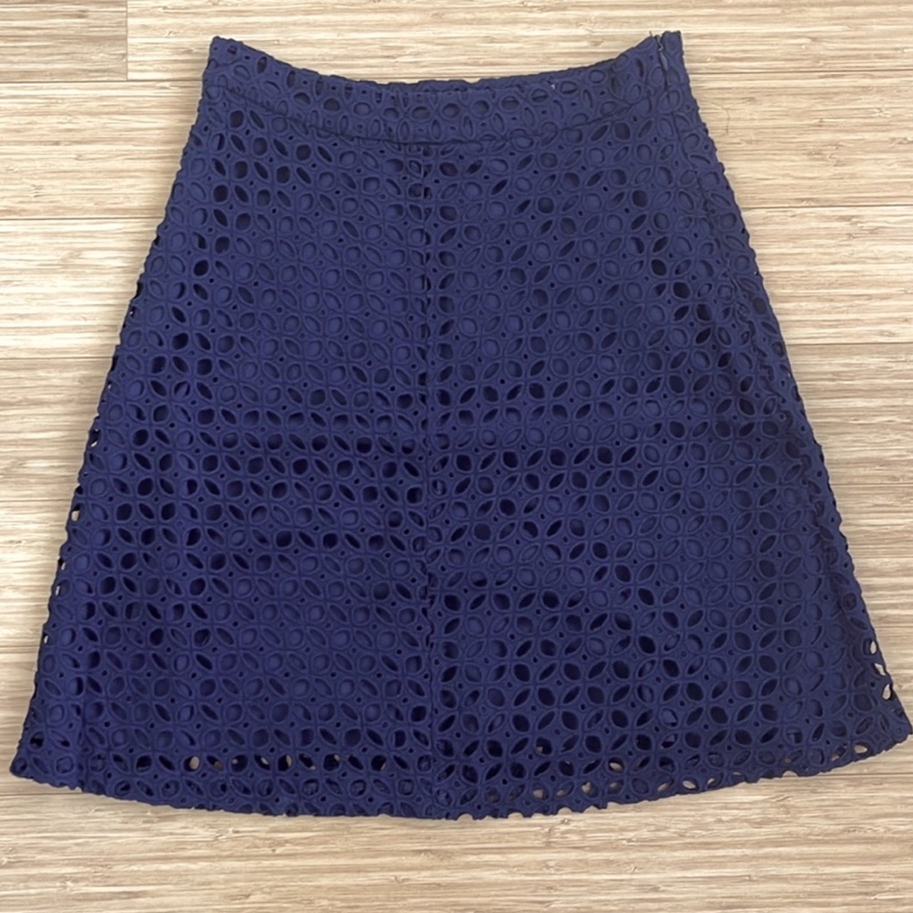 Zara Navy Blue Eyelet Lace A-Line Skirt